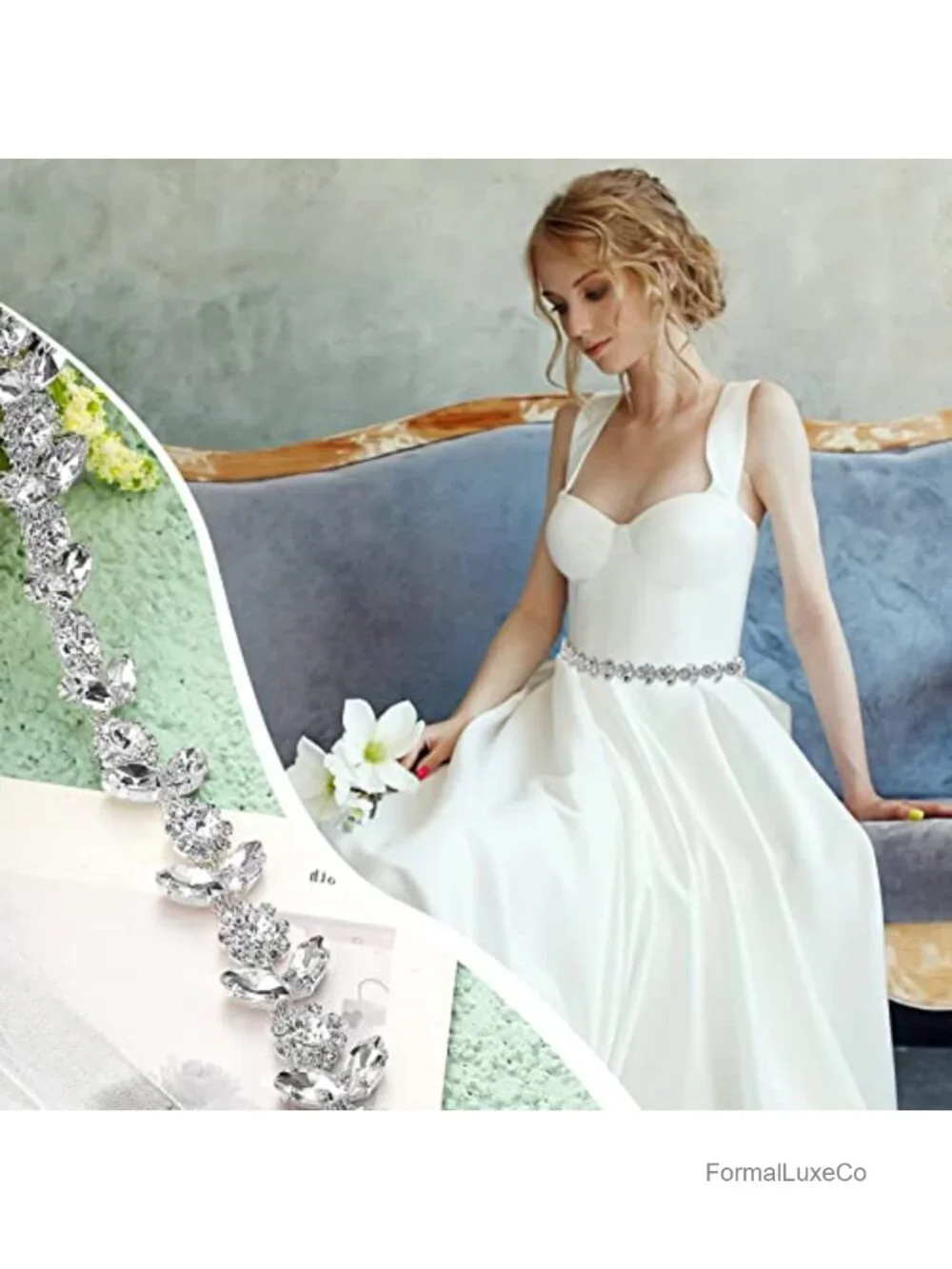 Rhinestone Bridal Belt Wedding Sash Crystal Organza Sash